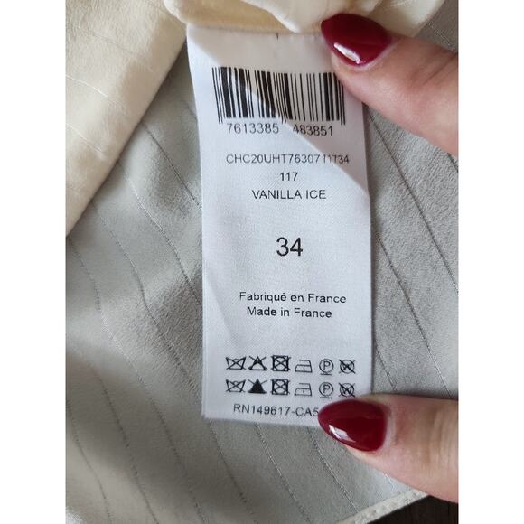 Chloe Ivory Silk Neck Tie Long Sleeve Collar Blouse Women's Size 34 Vanilla Ice - Picture 10 of 14